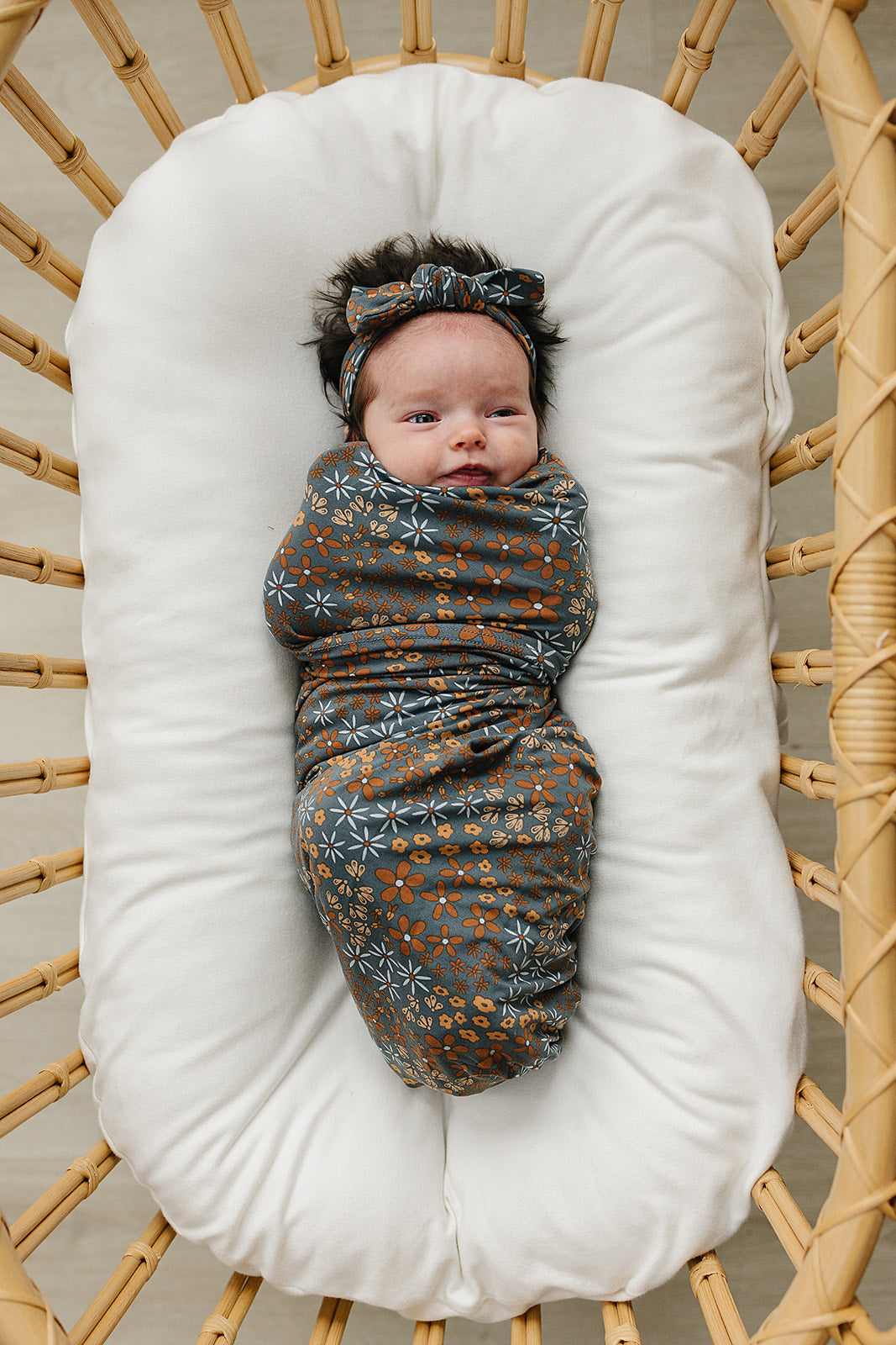 Navy Floral Bamboo Head Wrap | Milk & Baby