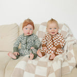 Dark Green Daisy Ribbed Bamboo Zipper | Milk & Baby