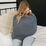 Navy Stripes Ribbed Bamboo Multi-Use Cover | Milk & Baby