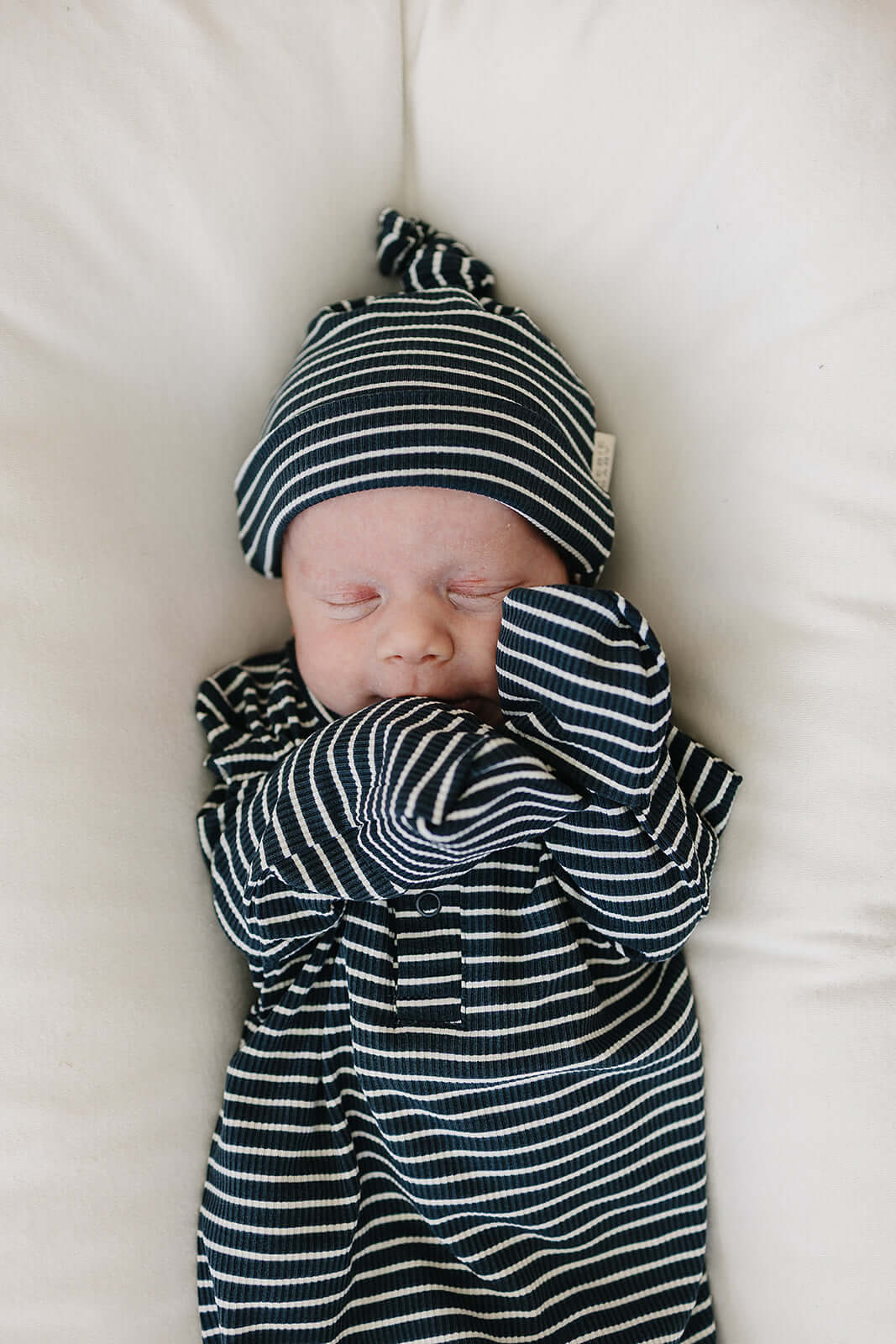 Navy Stripes Bamboo Knot Gown | Milk & Baby