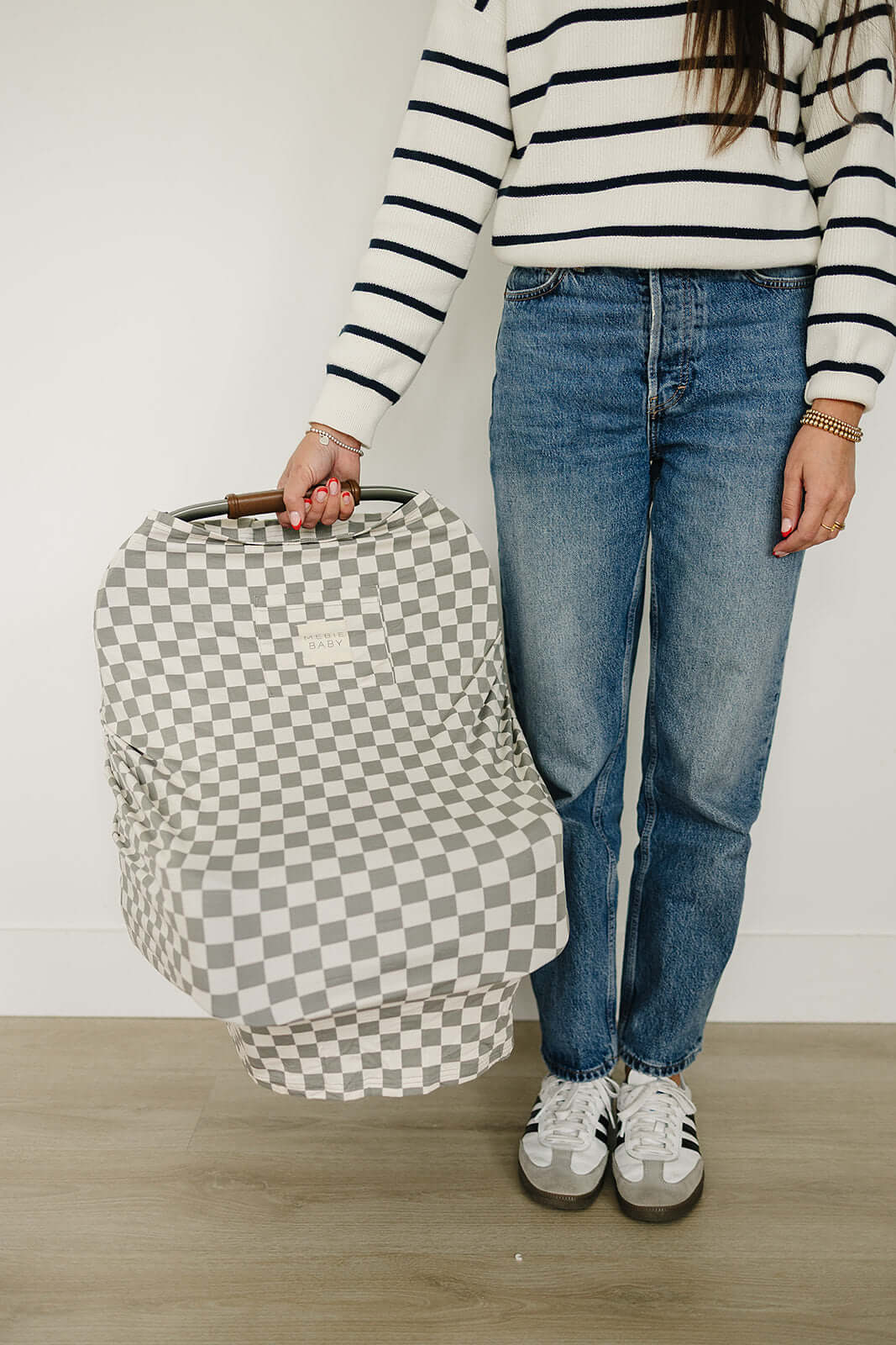 Light Green Checkered Bamboo Multi-Use Cover | Milk & Baby