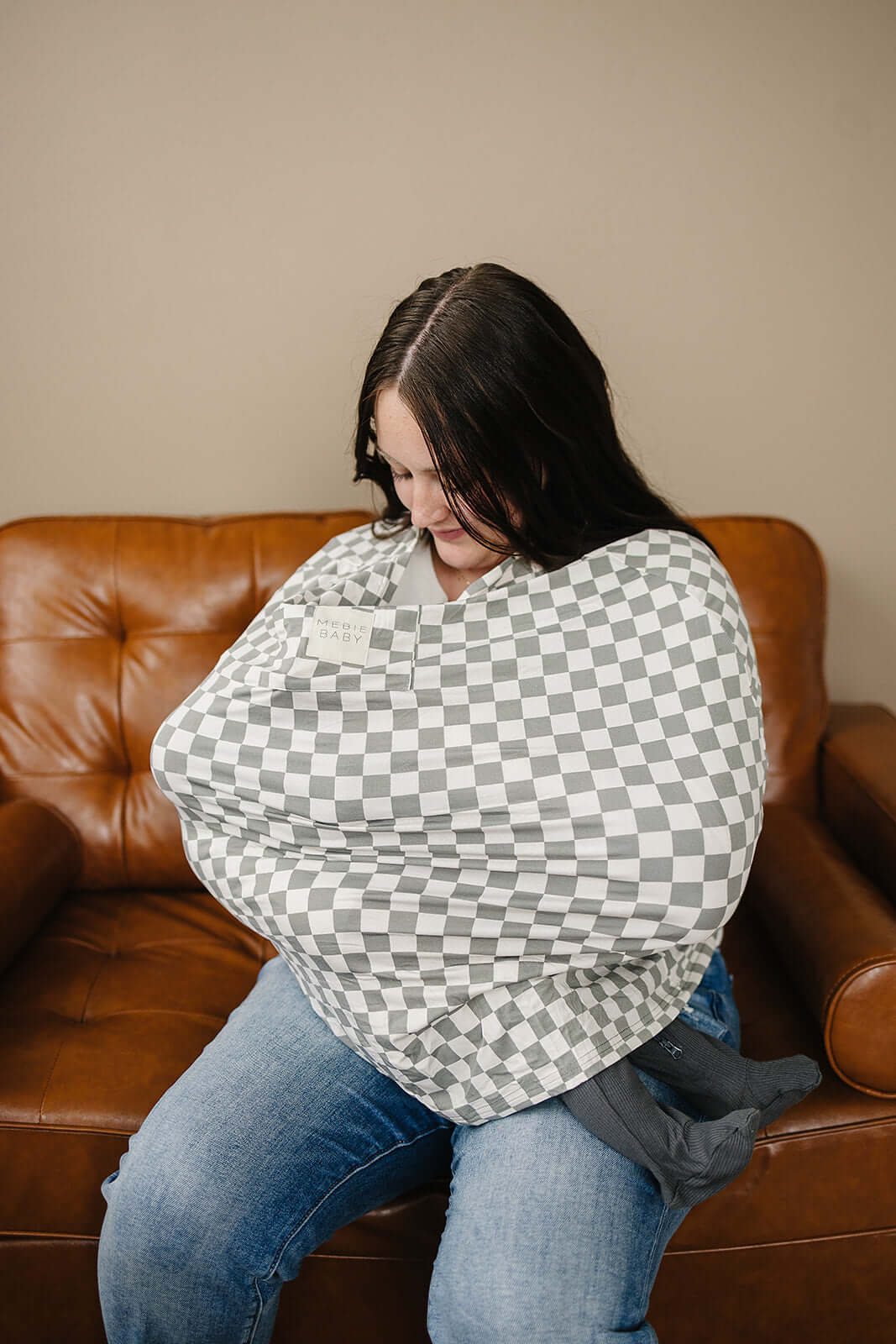 Light Green Checkered Bamboo Multi-Use Cover | Milk & Baby