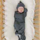 Navy Stripes Bamboo Knot Gown | Milk & Baby