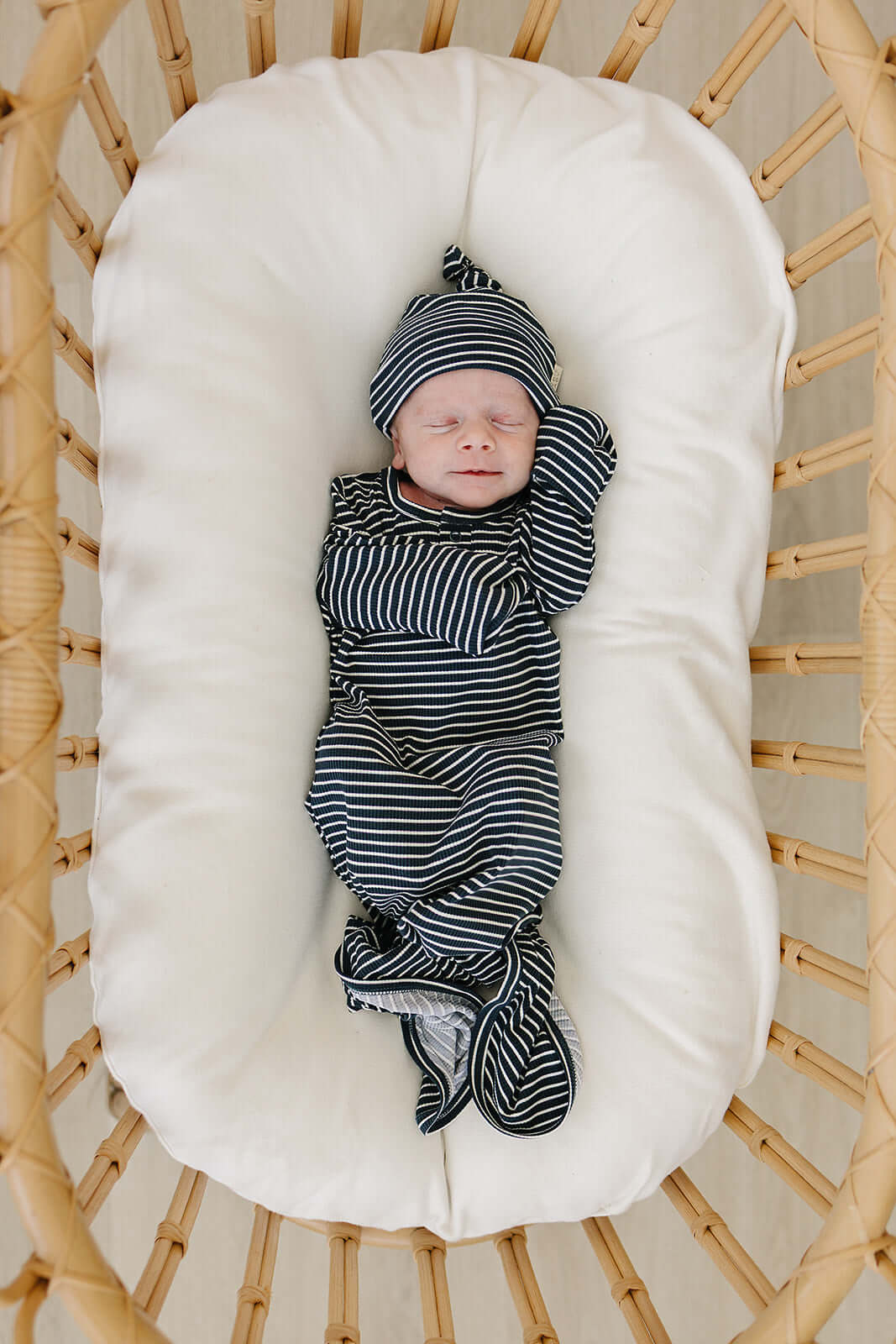 Navy Stripes Bamboo Knot Gown | Milk & Baby
