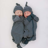Navy Stripes Ribbed Bamboo Zipper | Milk & Baby