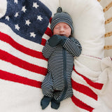 Navy Stripes Ribbed Bamboo Zipper | Milk & Baby