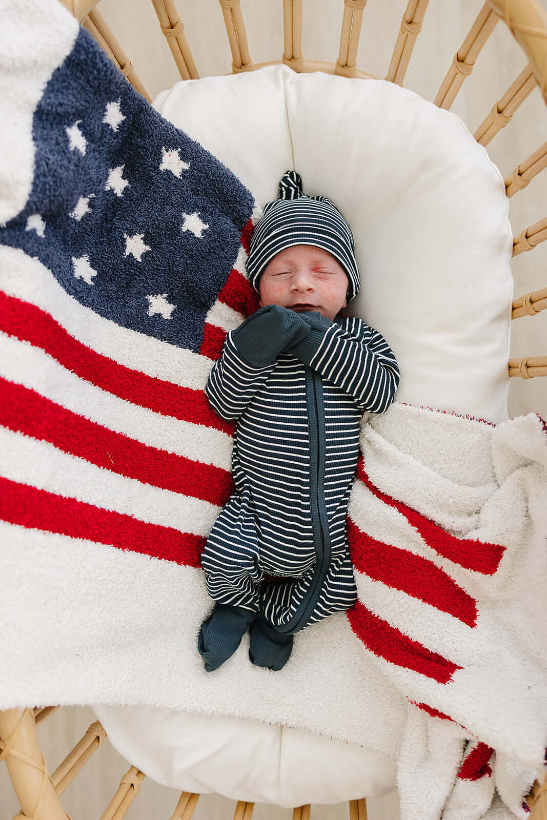 Navy Stripes Ribbed Bamboo Zipper | Milk & Baby
