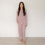 Adult Red Stripe Lounge Set | Celebrate in style with our cozy Adult Red Stripe Lounge Set. Perfect for family photos or relaxing evenings. Get your Family Pajamas today! | Milk & Baby