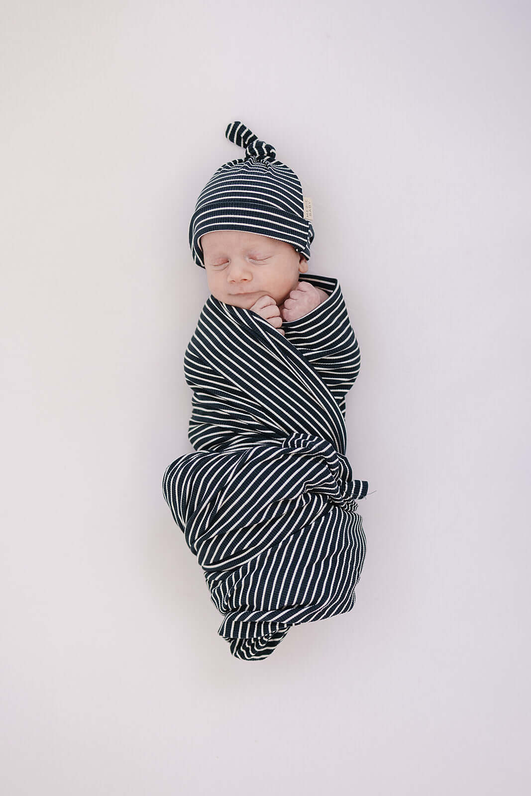 Navy Stripes Ribbed Bamboo Stretch Swaddle | Milk & Baby