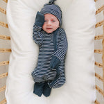Navy Stripes Ribbed Bamboo Zipper | Milk & Baby