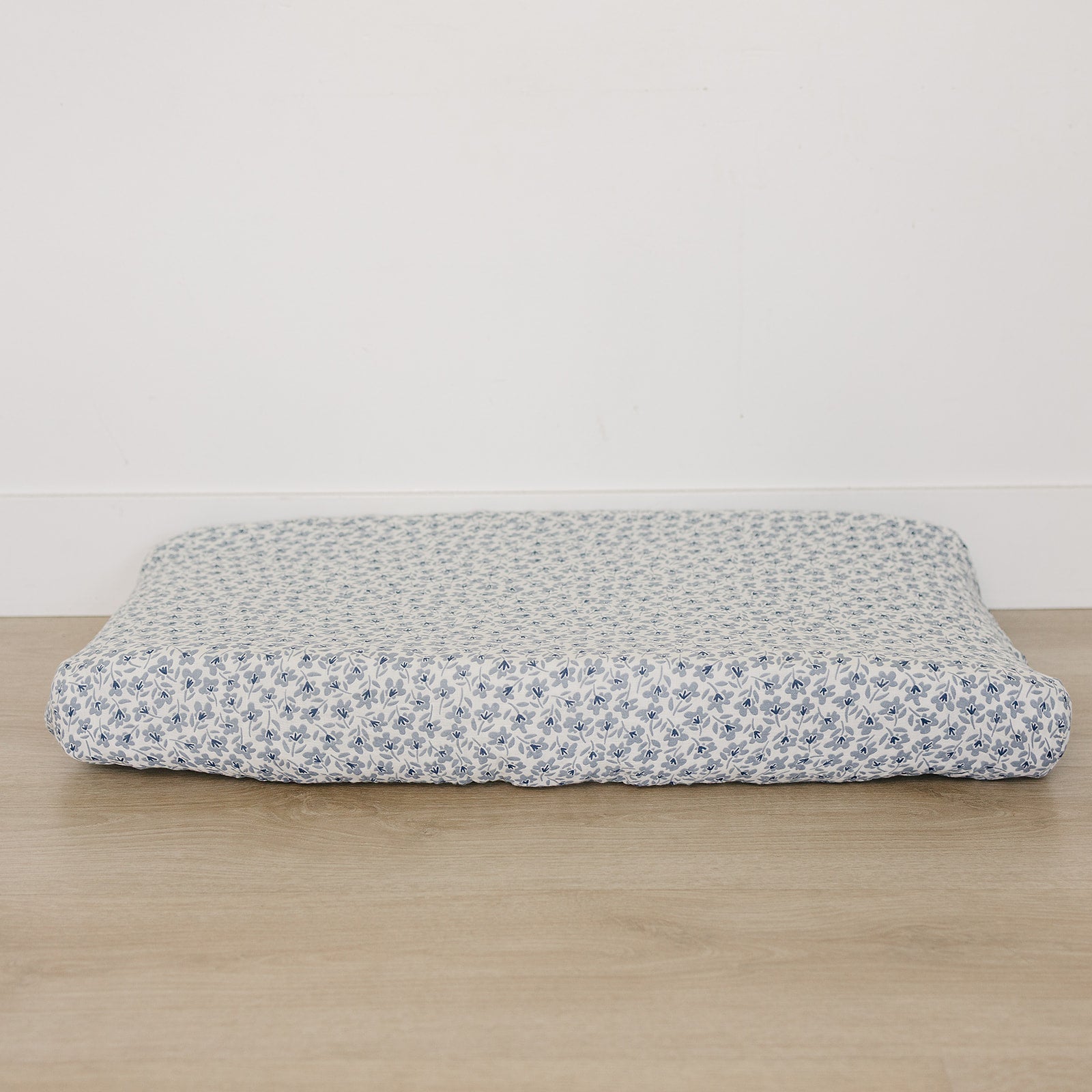 Blue Blossom Muslin Changing Pad Cover | Milk & Baby