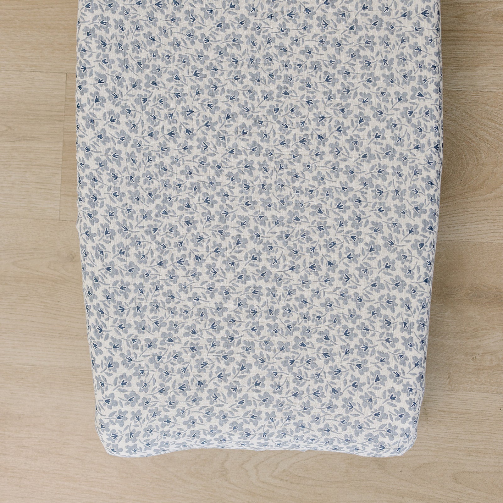 Blue Blossom Muslin Changing Pad Cover | Milk & Baby