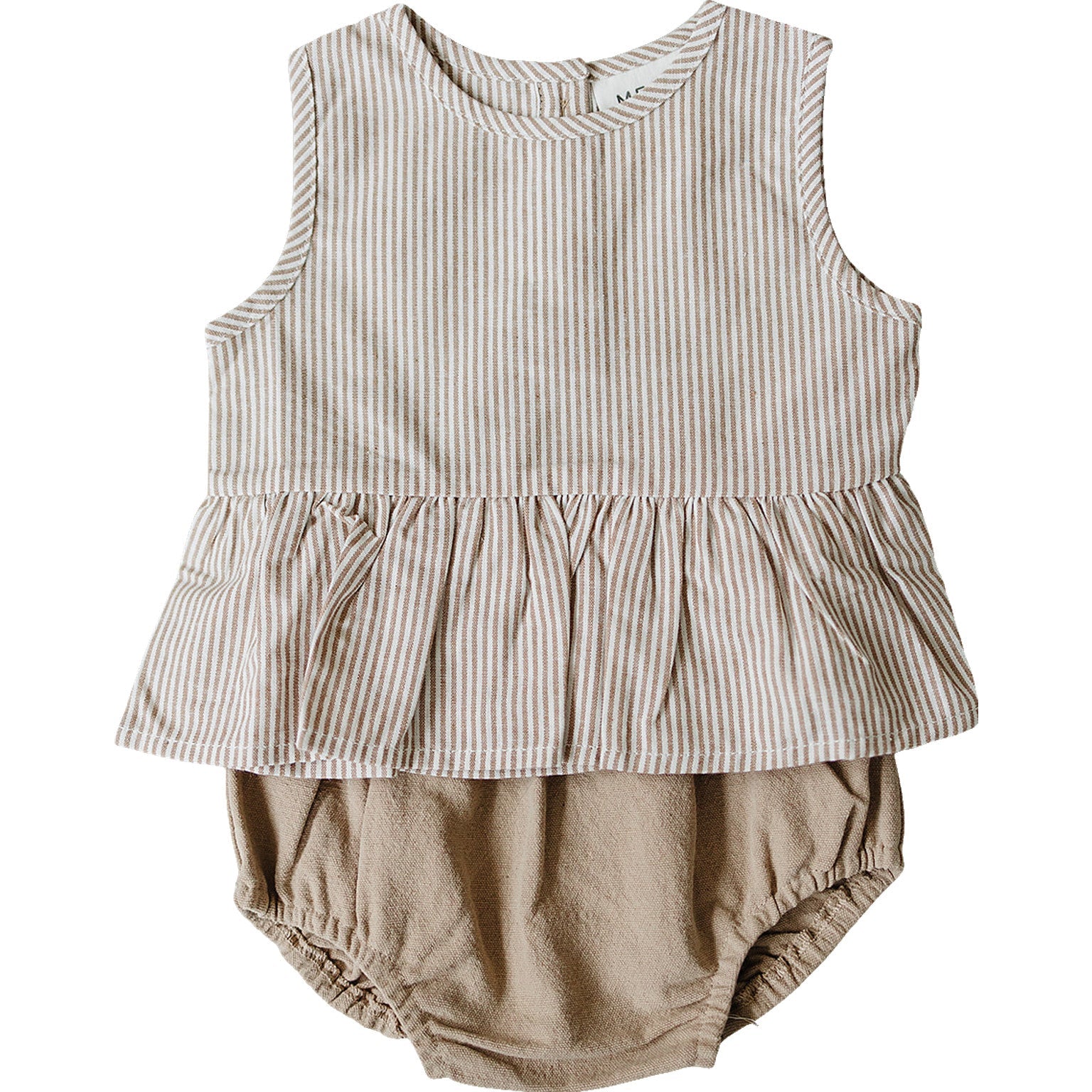 Tan Stripes Peplum Set | Milk & Baby
