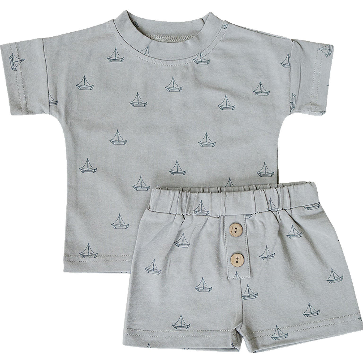 Sailboat Button Short Set | Milk & Baby