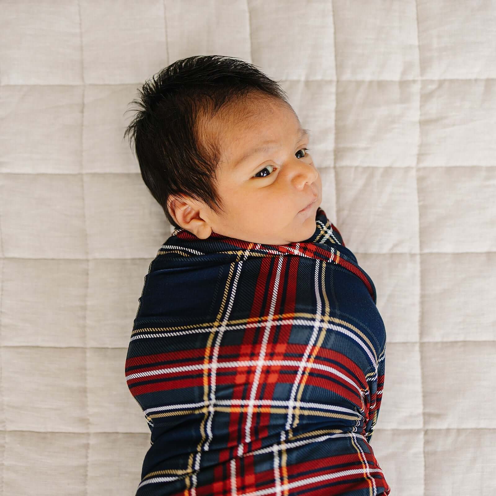 Christmas Plaid Bamboo Stretch Swaddle | Milk & Baby