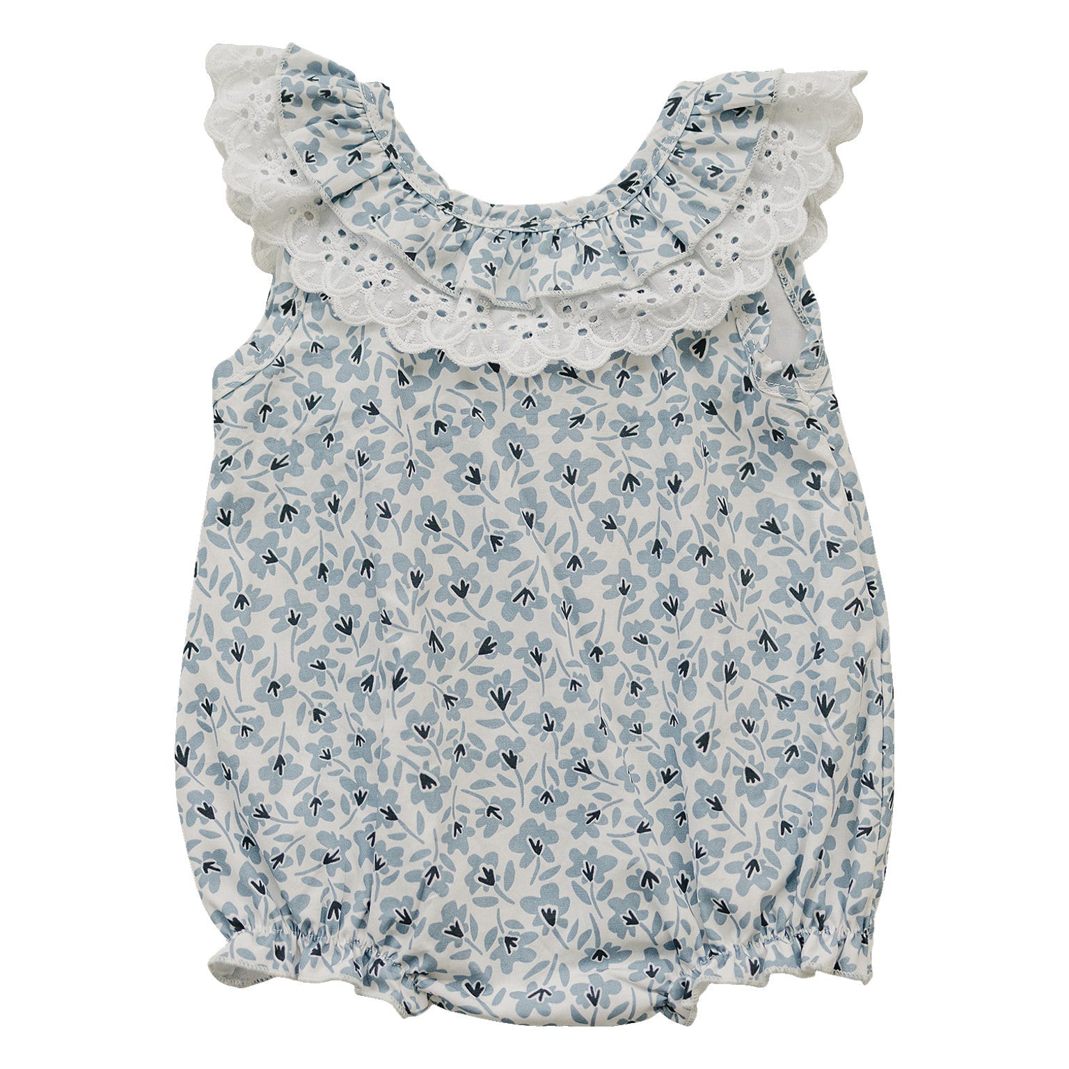 Blue Blossom Bubble Romper | Milk & Baby