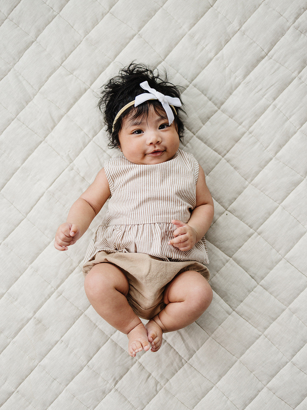 Tan Stripes Peplum Set | Milk & Baby
