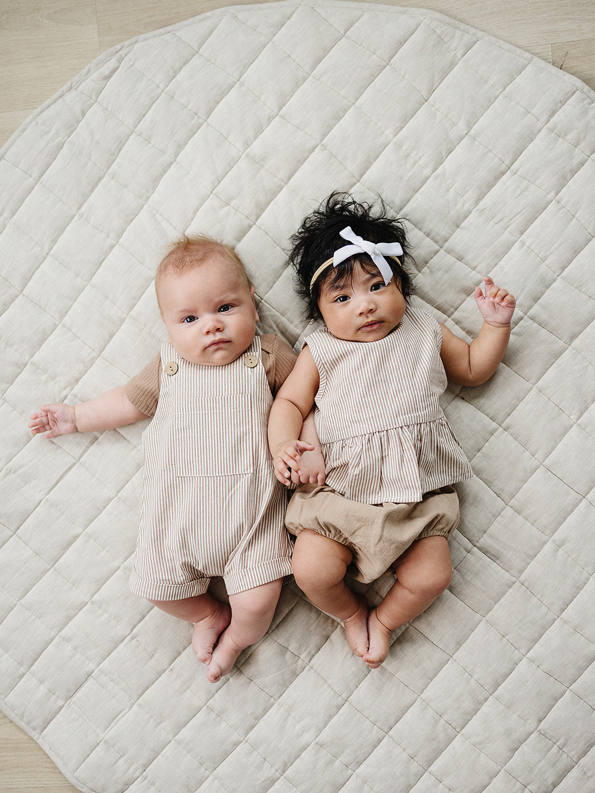Tan Stripes Peplum Set | Milk & Baby