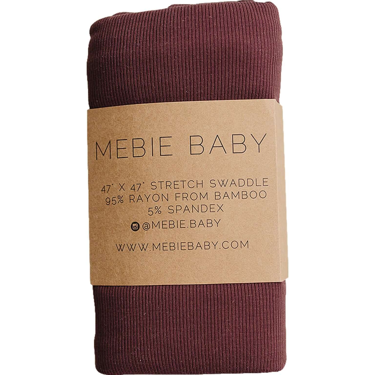 Deep Violet Ribbed Bamboo Stretch Swaddle by Mebie Baby, perfect for cozying up your little one in style.