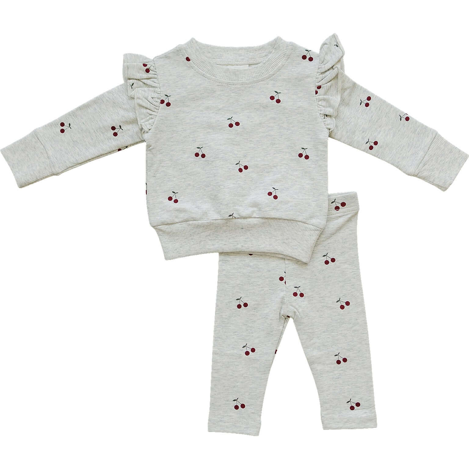 Cherry Ruffle French Terry Set | Milk & Baby