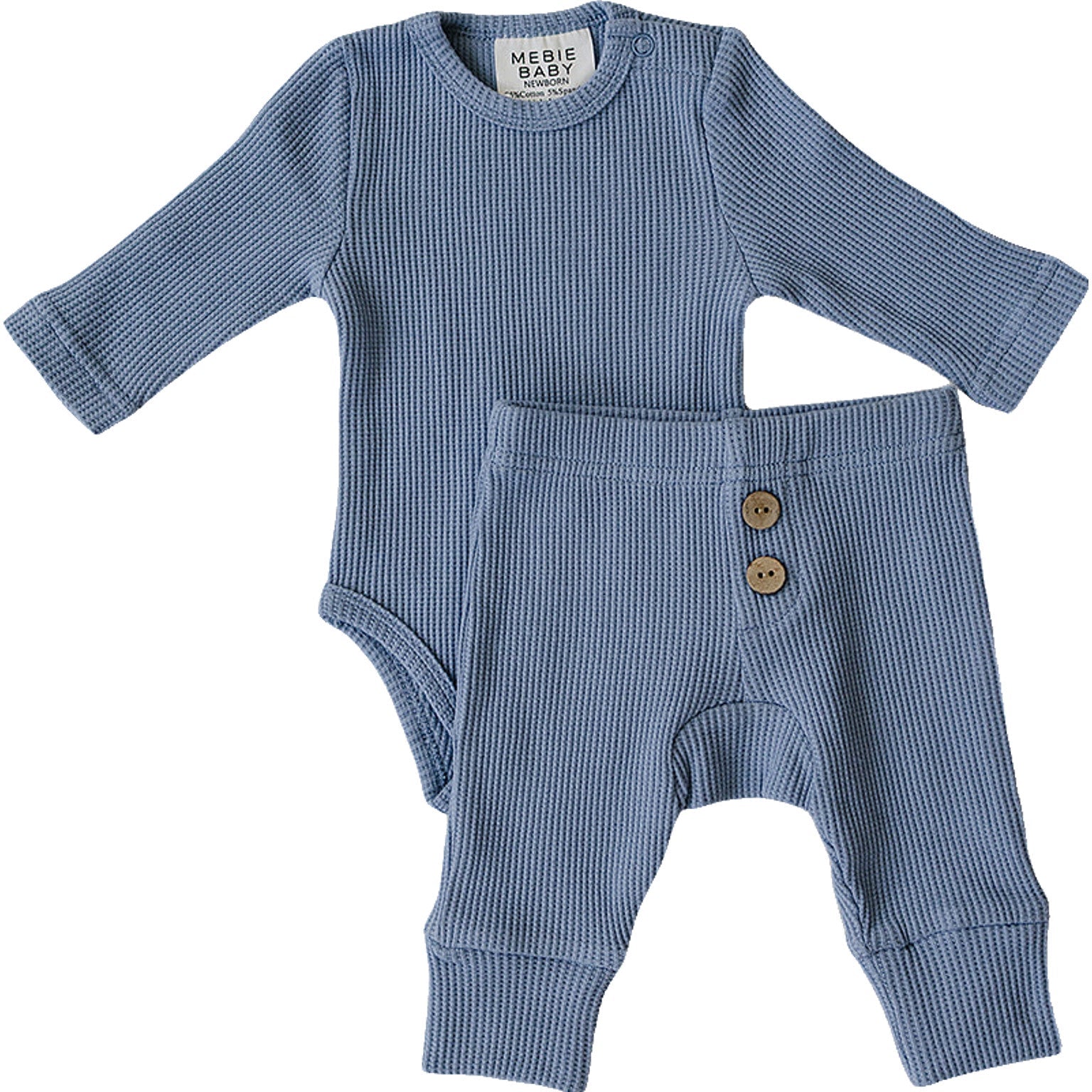 Dusty Blue Waffle Set | Milk & Baby | Comfy, cozy, and cute — our Dusty Blue Waffle Set is an everyday essential. Made from soft waffle-knit fabric, this matching set includes a long sleeve bodysuit and relaxed-fit pants for a cozy, all-day feel. Snaps at