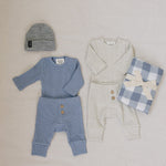 Dusty Blue Waffle Set | Milk & Baby | Comfy, cozy, and cute — our Dusty Blue Waffle Set is an everyday essential. Made from soft waffle-knit fabric, this matching set includes a long sleeve bodysuit and relaxed-fit pants for a cozy, all-day feel. Snaps at