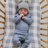 Dusty Blue Waffle Set | Milk & Baby | Comfy, cozy, and cute — our Dusty Blue Waffle Set is an everyday essential. Made from soft waffle-knit fabric, this matching set includes a long sleeve bodysuit and relaxed-fit pants for a cozy, all-day feel. Snaps at