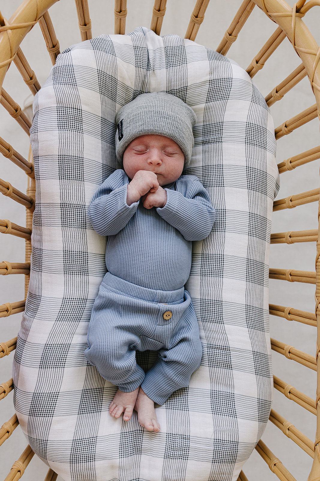 Dusty Blue Waffle Set | Milk & Baby | Comfy, cozy, and cute — our Dusty Blue Waffle Set is an everyday essential. Made from soft waffle-knit fabric, this matching set includes a long sleeve bodysuit and relaxed-fit pants for a cozy, all-day feel. Snaps at