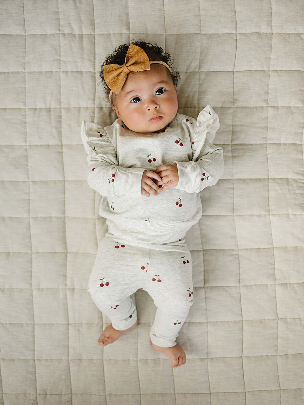 Cherry Ruffle French Terry Set | Milk & Baby