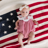 Gingham Flag Smocked Bubble Romper
