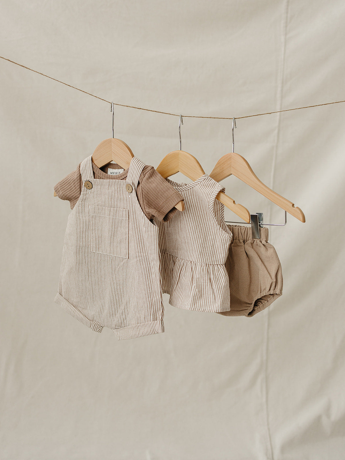 Tan Stripes Peplum Set | Milk & Baby