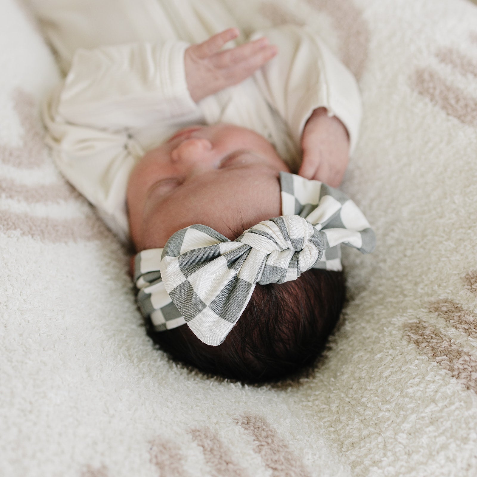 Light Green Checkered Bamboo Head Wrap | Milk & Baby