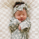 Light Green Daisy Bamboo Knot Gown | Milk & Baby