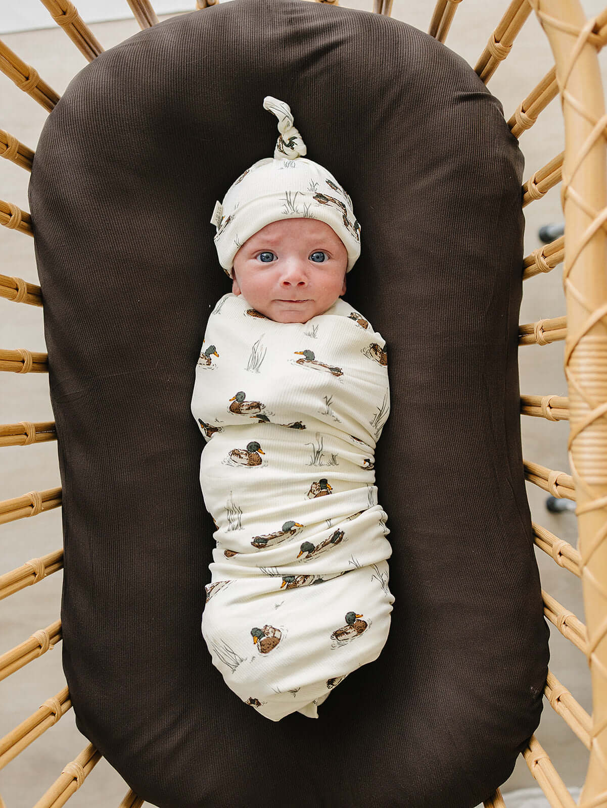 Brown Ribbed Bamboo Stretch Swaddle | Milk & Baby