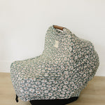 Dark Green Daisy Bamboo Multi-Use Cover | Milk & Baby