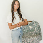 Dark Green Daisy Bamboo Multi-Use Cover | Milk & Baby