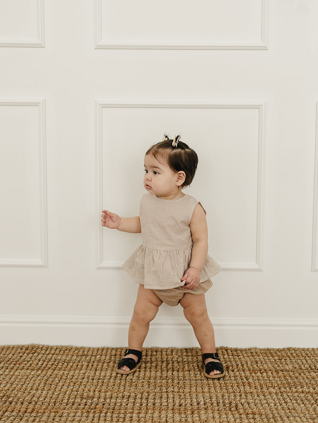 Tan Stripes Peplum Set | Milk & Baby