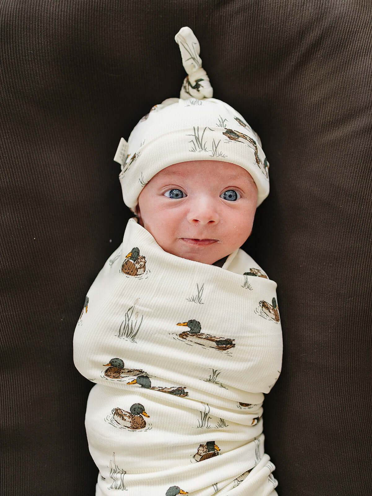 Ducks Ribbed Bamboo Newborn Knot Hat | Milk & Baby