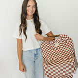 Rust Checkered Bamboo Multi-Use Cover | Milk & Baby