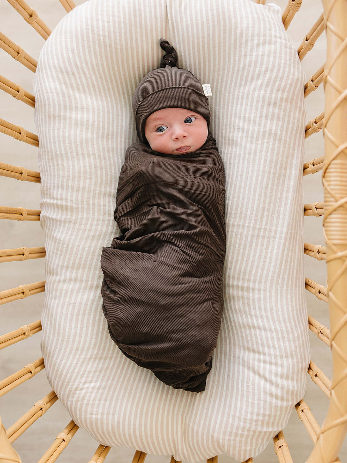 Brown Ribbed Bamboo Stretch Swaddle | Milk & Baby