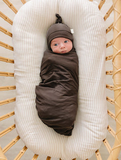 Brown Ribbed Bamboo Stretch Swaddle | Milk & Baby