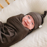 Brown Ribbed Bamboo Stretch Swaddle | Milk & Baby