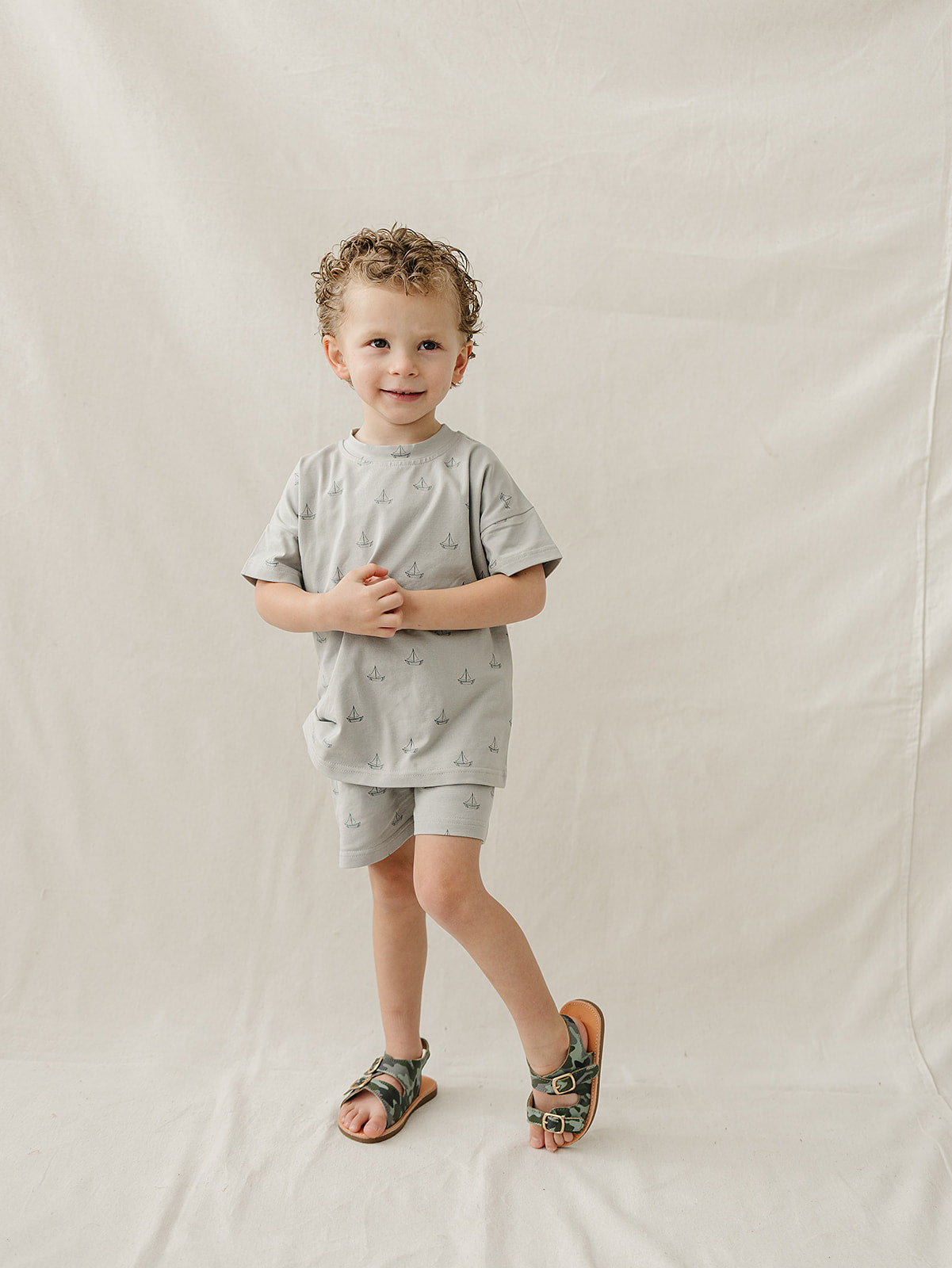 Sailboat Button Short Set | Milk & Baby