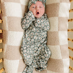 Dark Green Daisy Bamboo Head Wrap | Milk & Baby