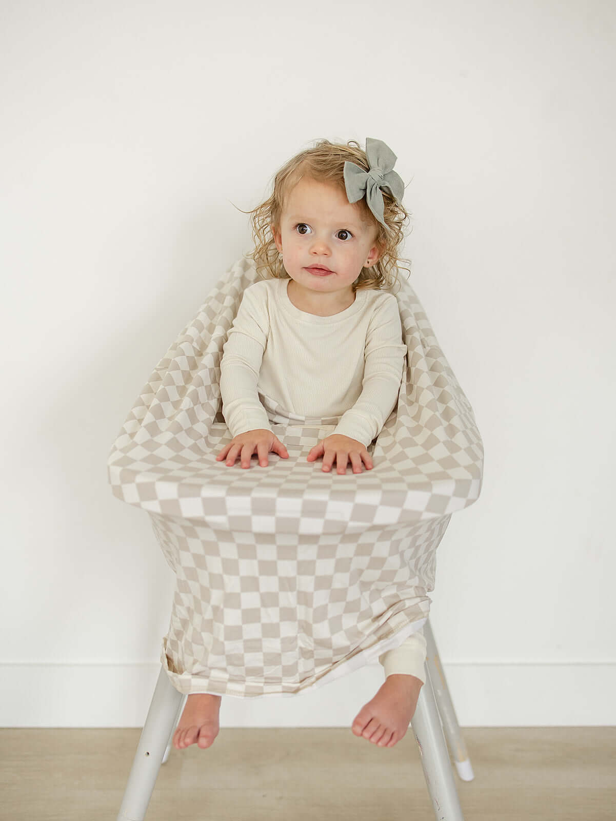 Taupe Checkered Bamboo Multi-Use Cover | Milk & Baby