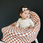 Rust Checkered Bamboo Multi-Use Cover | Milk & Baby