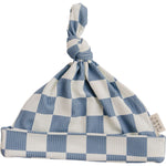 Blue Checkered Bamboo Newborn Knot Hat | Milk & Baby