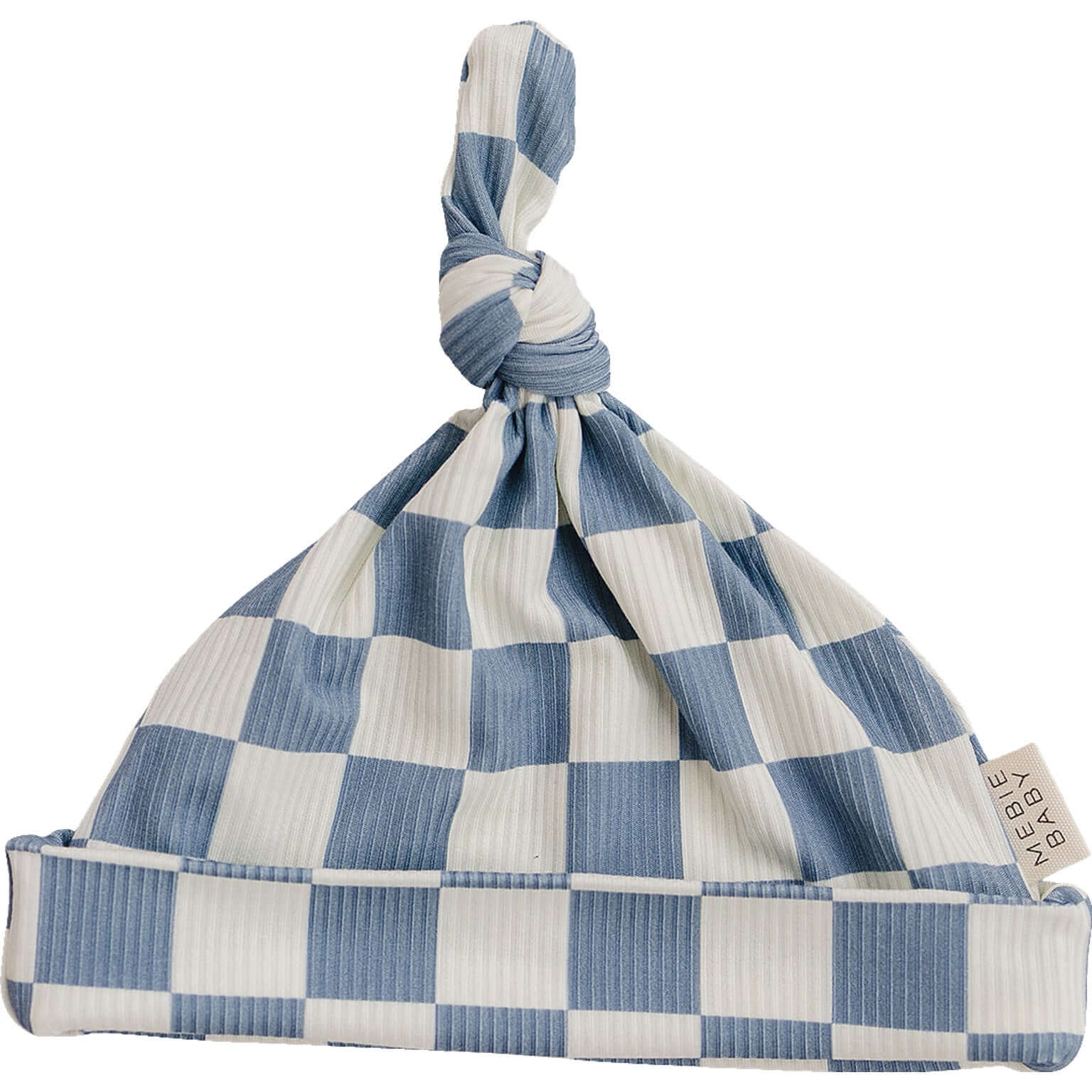 Blue Checkered Bamboo Newborn Knot Hat | Milk & Baby