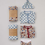 Blue Checkered Bamboo Newborn Knot Hat | Milk & Baby