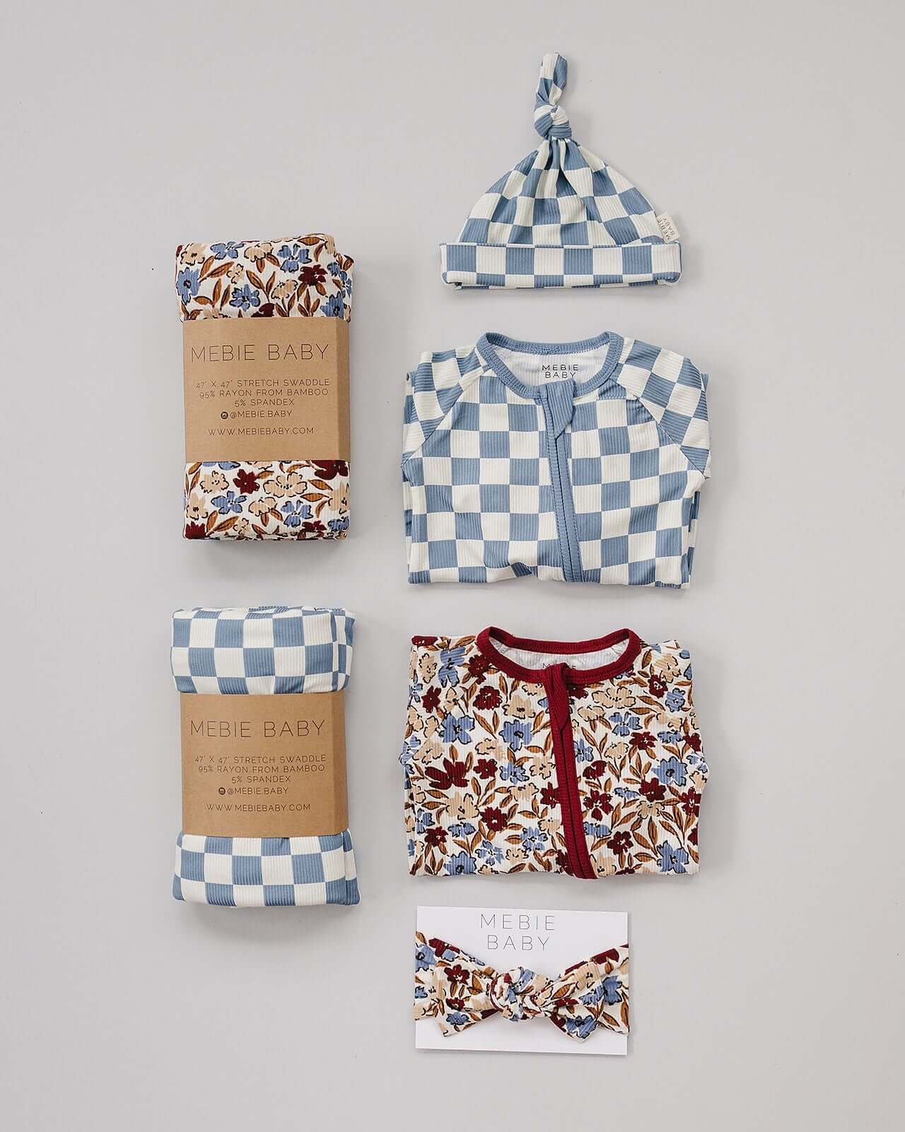 Blue Checkered Bamboo Newborn Knot Hat | Milk & Baby